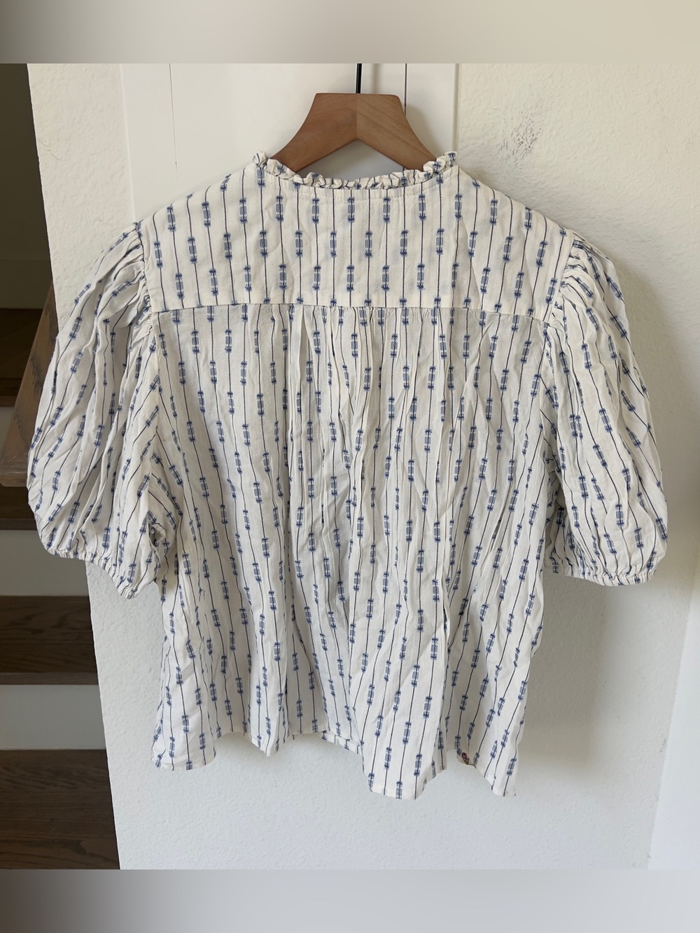 By Anthropologie Cotton Crop Swing Top in Blue Dot NWT - Picture 4 of 7